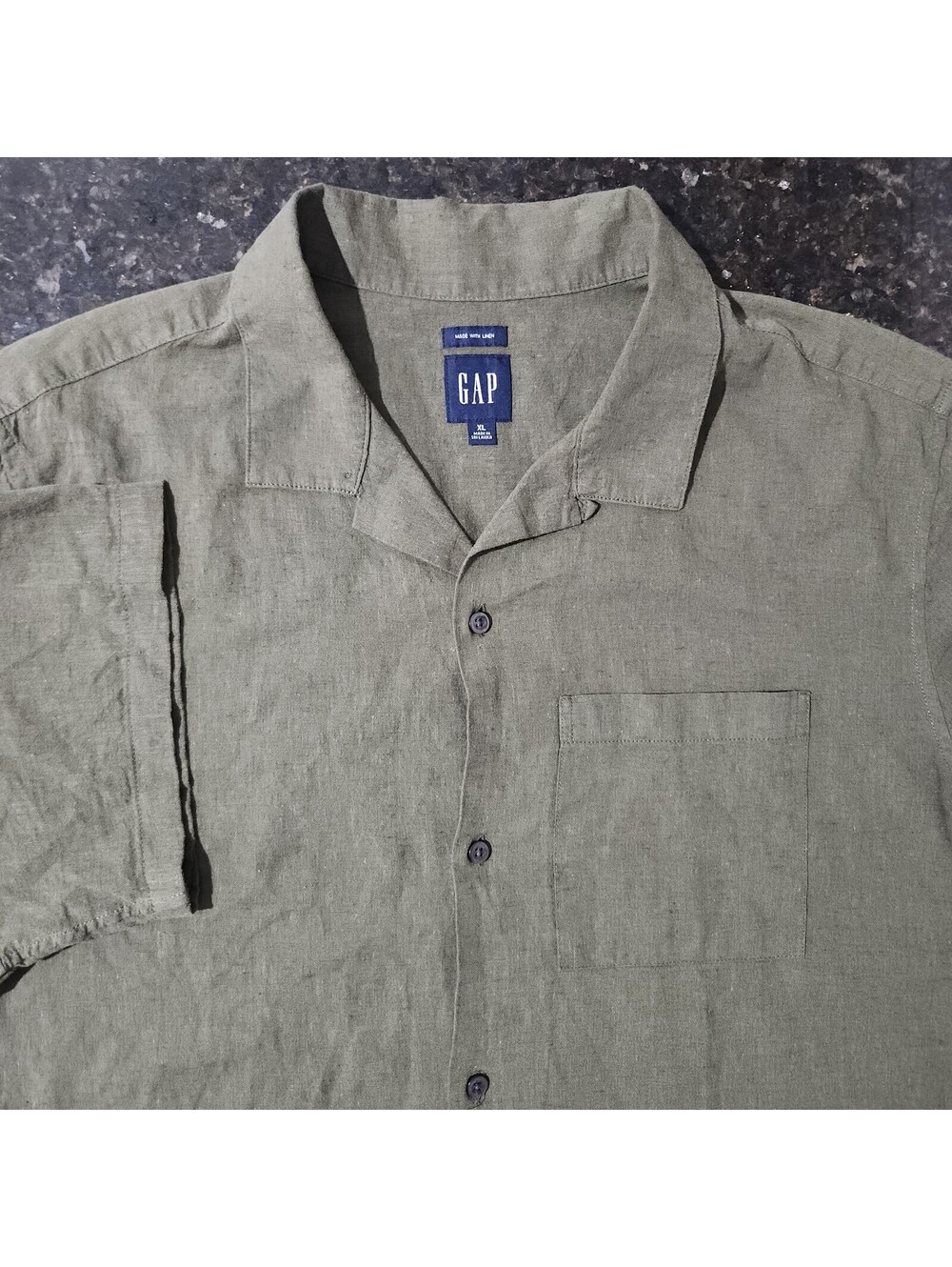 Gap Linen Blend Camp Shirt Festival City Boho Hipster Cabana Outdoor Mens XL